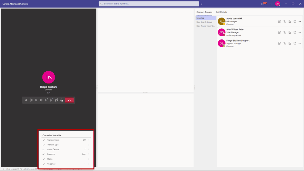 Footer customize bar