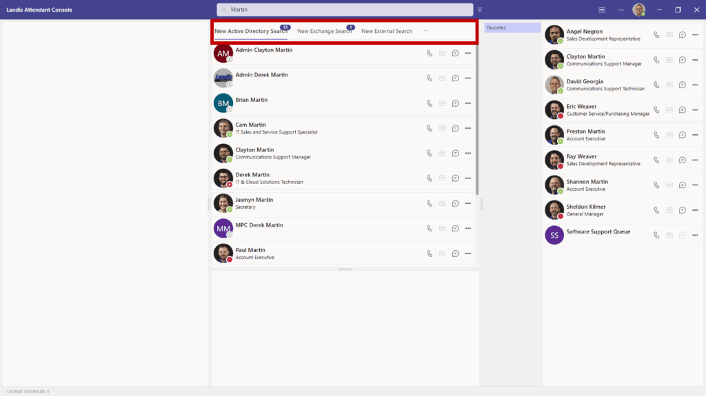 search results from multiple contact lists