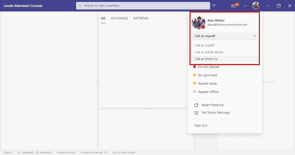 Delegate options in Attendant Console