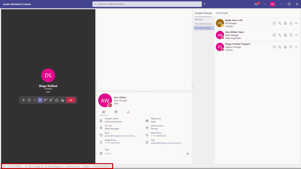 Attendant Console with footer information