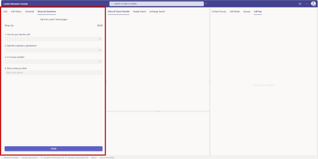 Wrap up questions in Attendant Console