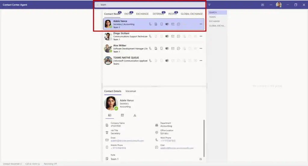 contact notes search