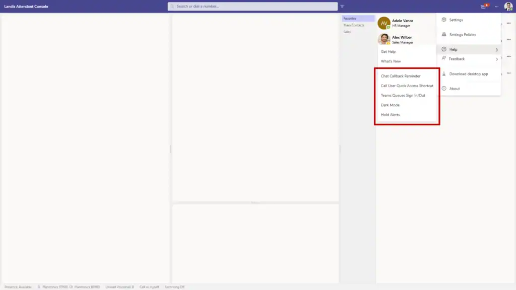 feature highlights menu