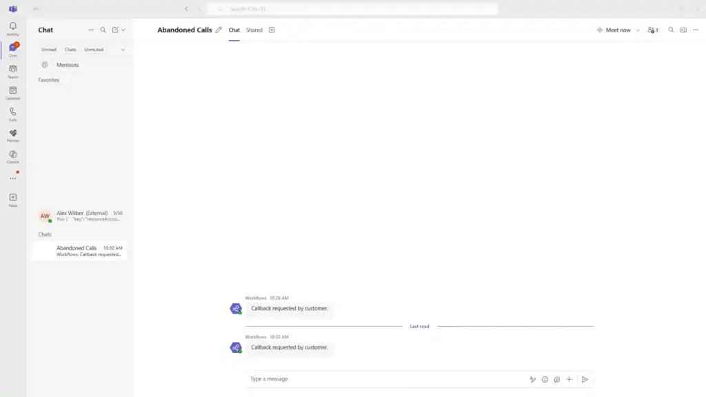 Callback Request in Teams