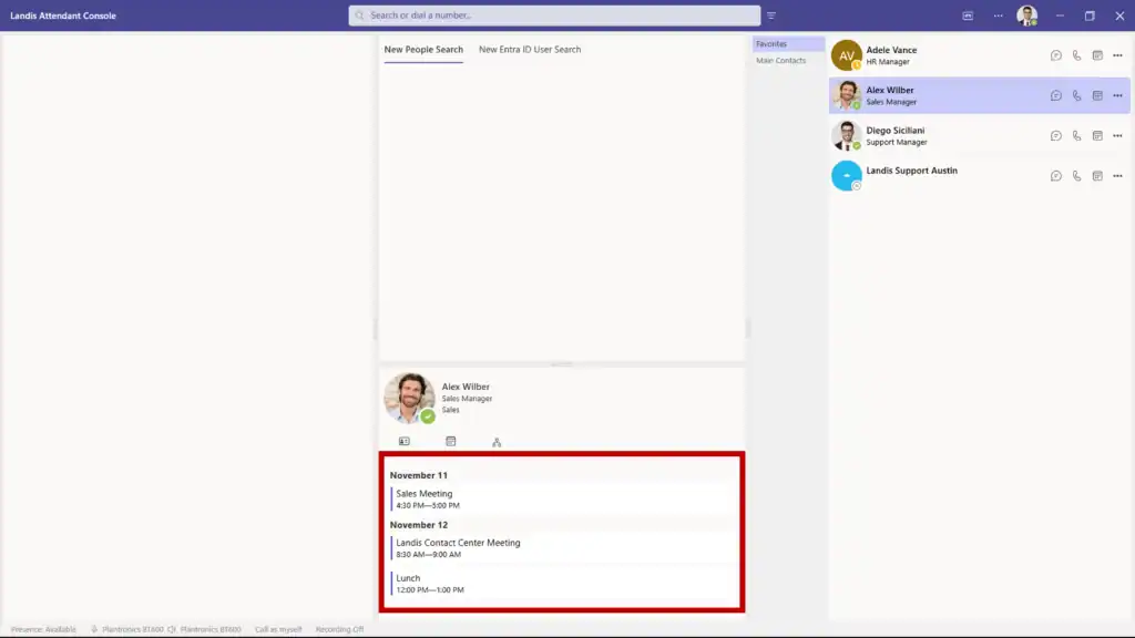 contact card calendar