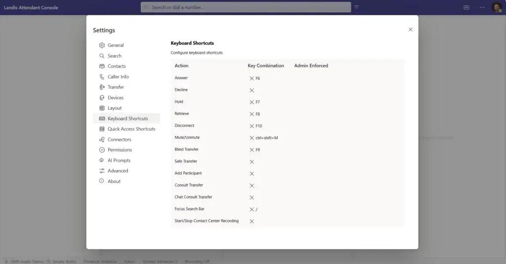 AC Keyboard shortcuts