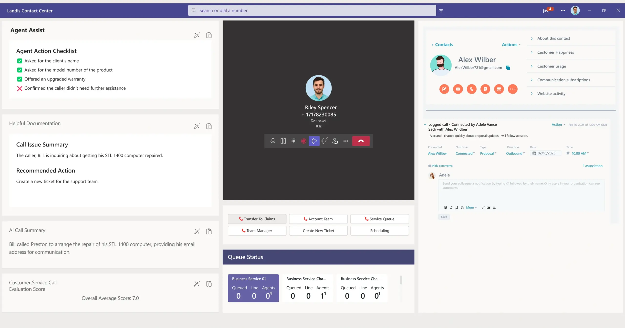 Landis contact center