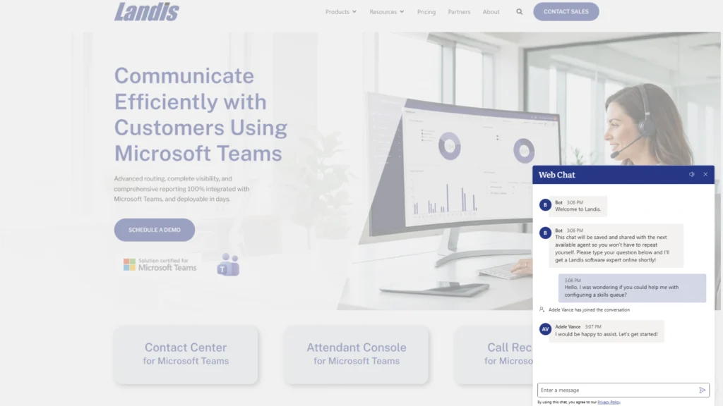 Landis contact center webchat